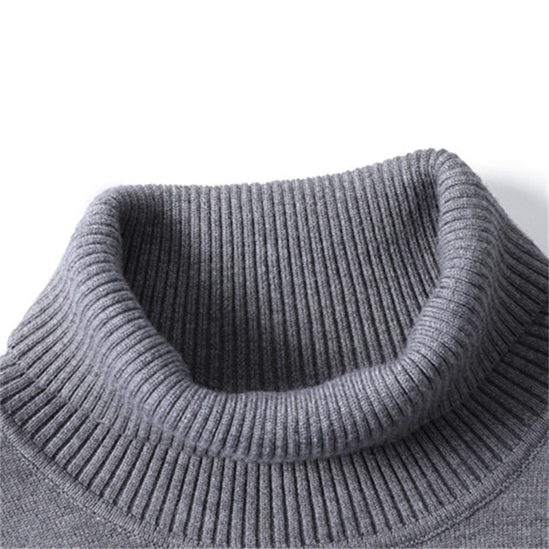 Pull à col roulé épais et décontracté de couleur unie pour homme