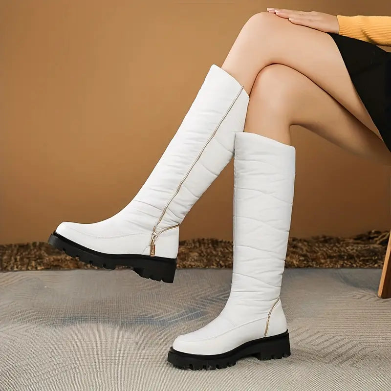 Bottes d'hiver imperméables pour femme - Bottes de neige épaisses et isolées avec semelle en caoutchouc antidérapante