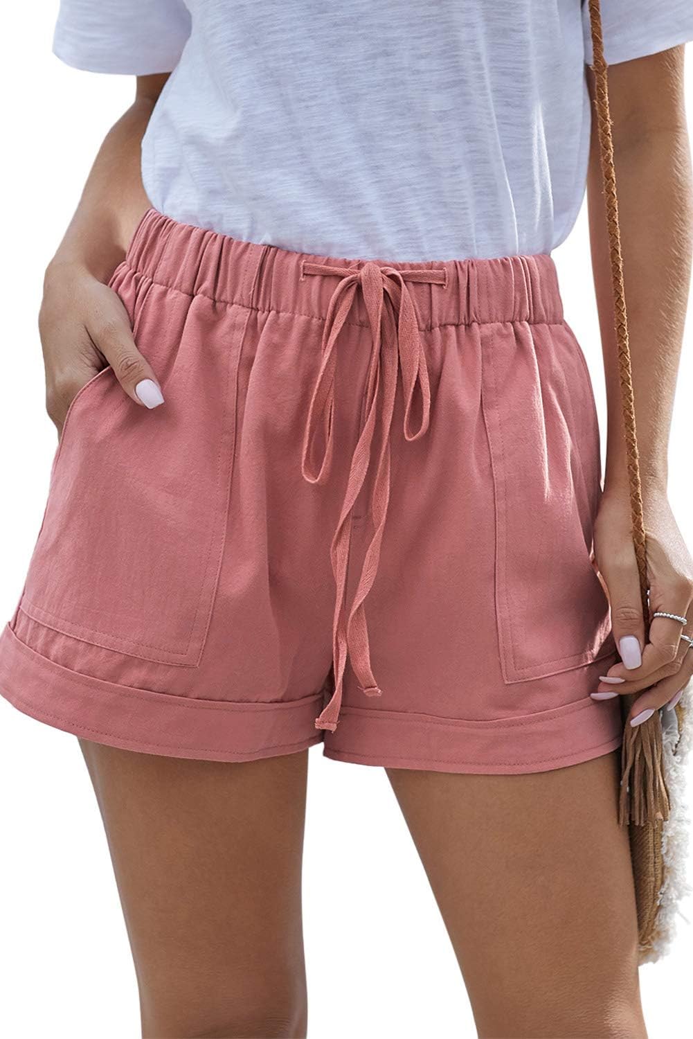 Shorts Légers pour Femmes, Amples, Tendance, avec Cordon de Serrage à la Taille, Confortables