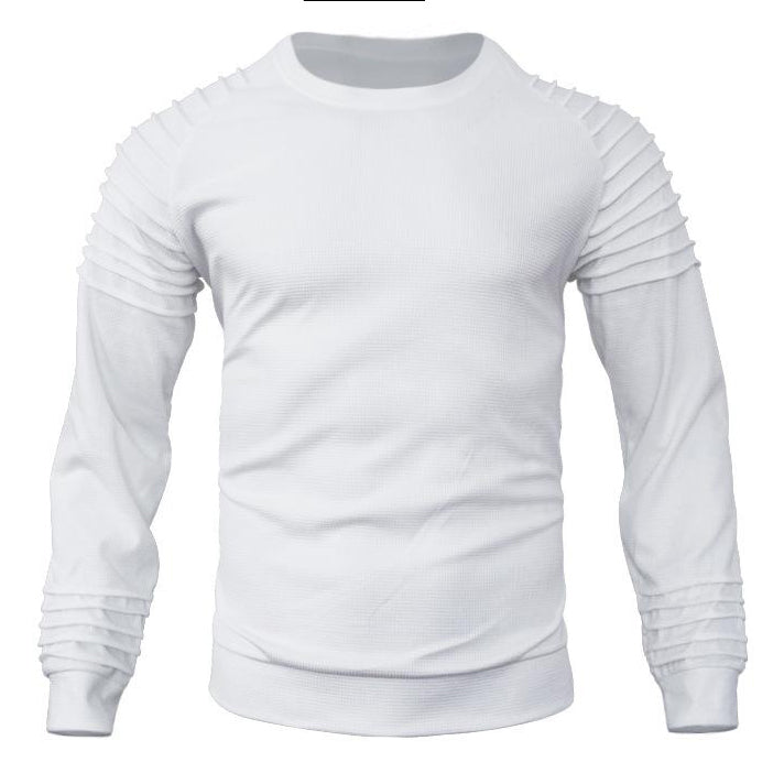 Sweat-shirt ras du cou patchwork gaufré à manches raglan pour homme