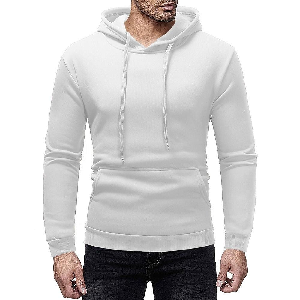 Sweat à capuche uni basique pour homme