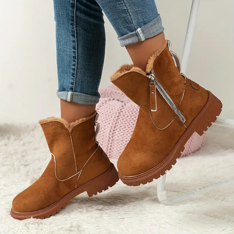 Bottines Martin zippées fourrées pour femme