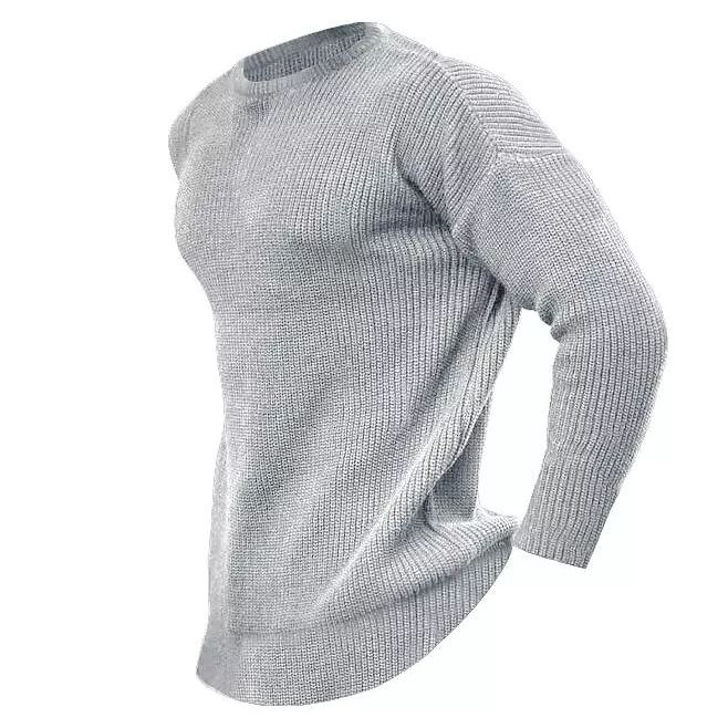 Pull en tricot à col rond de couleur unie pour homme