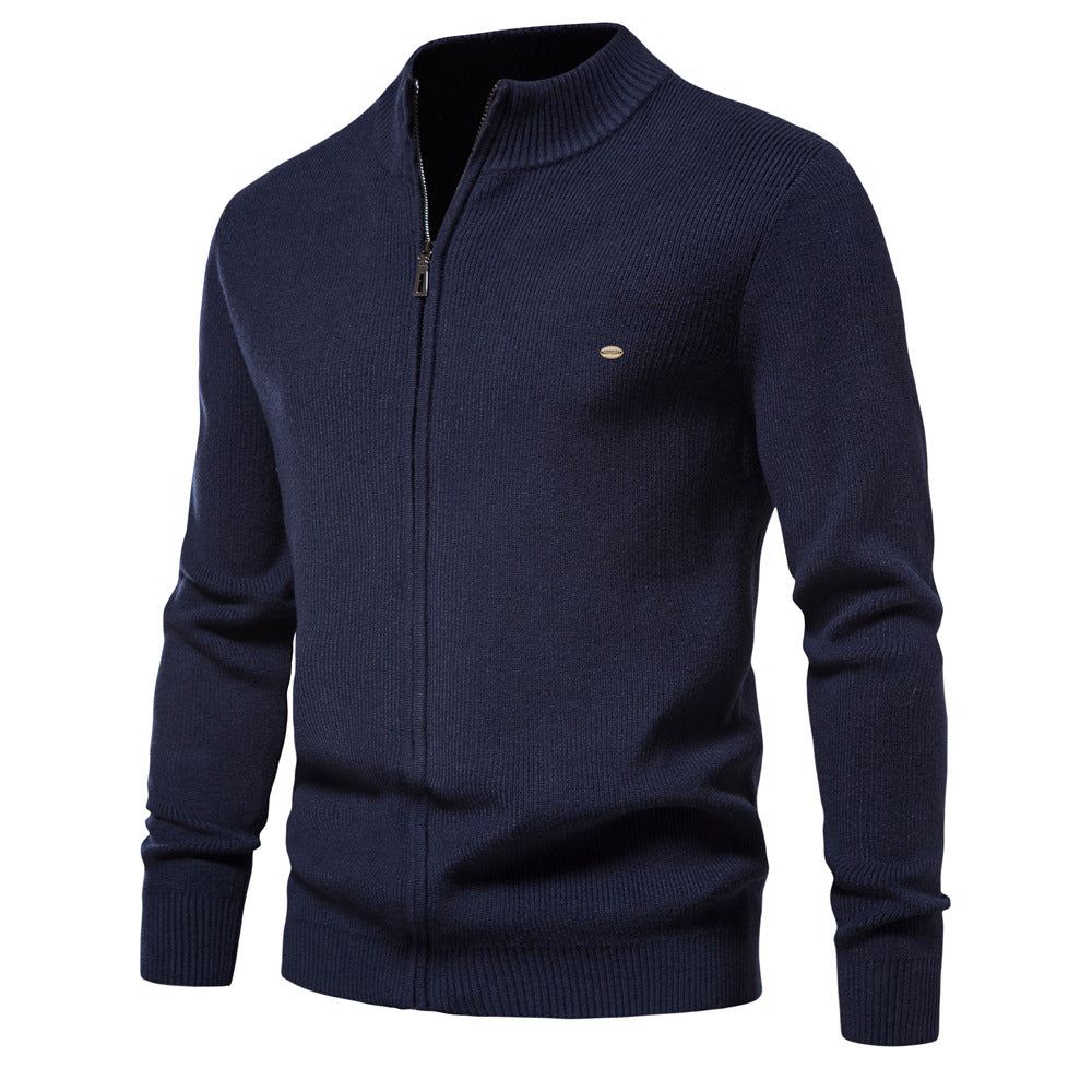 Manteau Gilet en Tricot Zippé Col Montant Style Vintage Décontracté pour Homme
