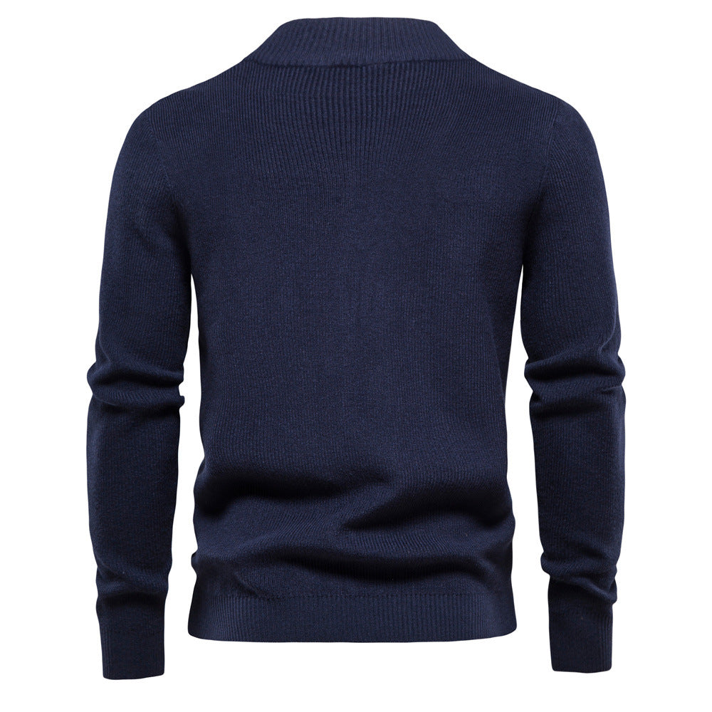 Manteau Gilet en Tricot Zippé Col Montant Style Vintage Décontracté pour Homme