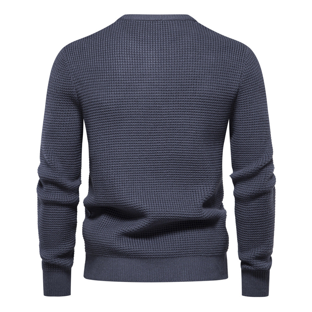 Pull décontracté chaud légèrement extensible à col rond pour homme