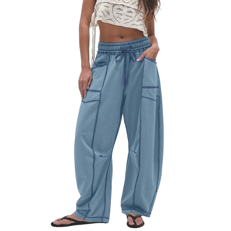 🔥Dernier jour : 69 % de réduction🔥Pantalon ample femme Baggy Barrel, large, de survêtement avec cordon de serrage et poches