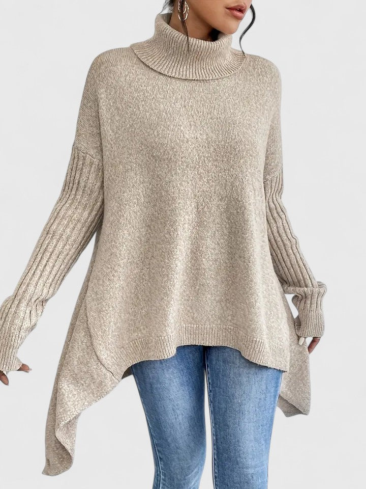 Pull à col roulé ample en tricot épais