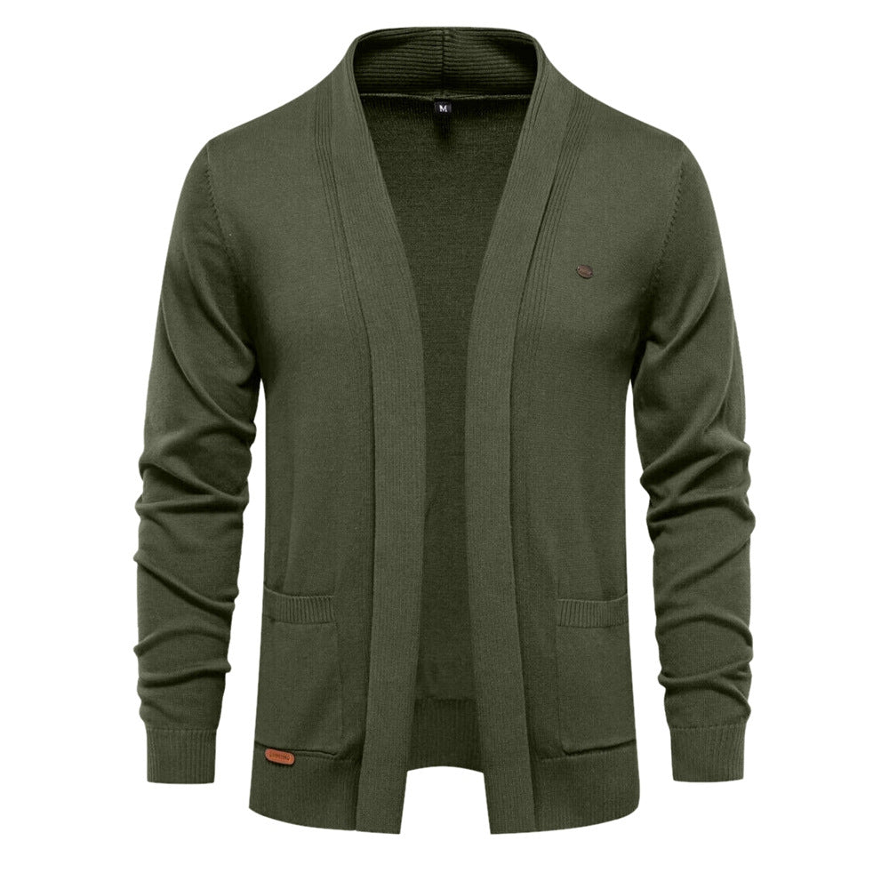 Cardigan Homme Décontracté Col V Ouvert Style Vintage