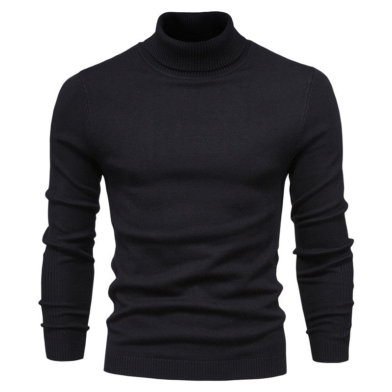 Pull à col roulé épais et décontracté de couleur unie pour homme