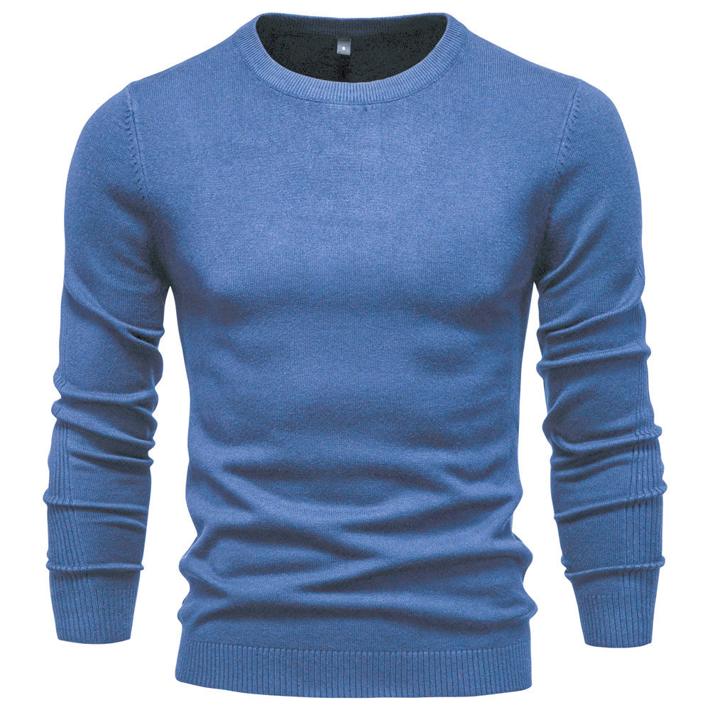 Pull uni chaud à col rond pour homme