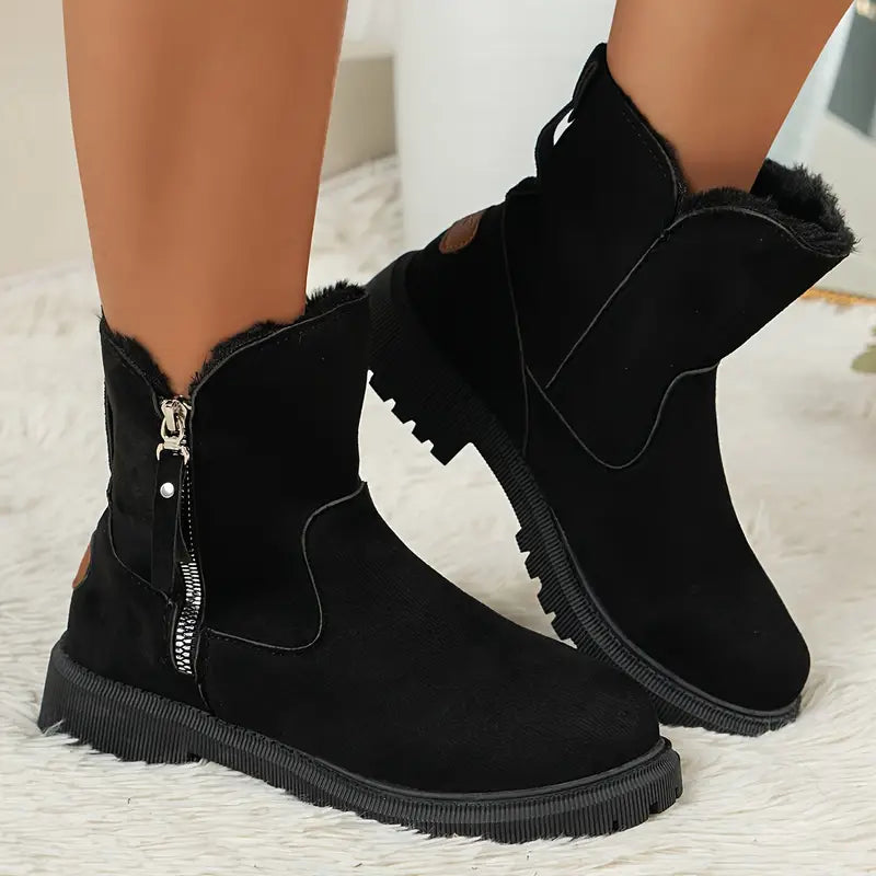 Bottines Martin zippées fourrées pour femme