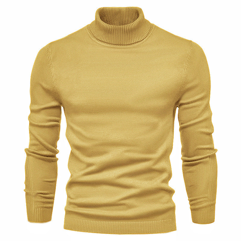 Pull à col roulé épais et décontracté de couleur unie pour homme