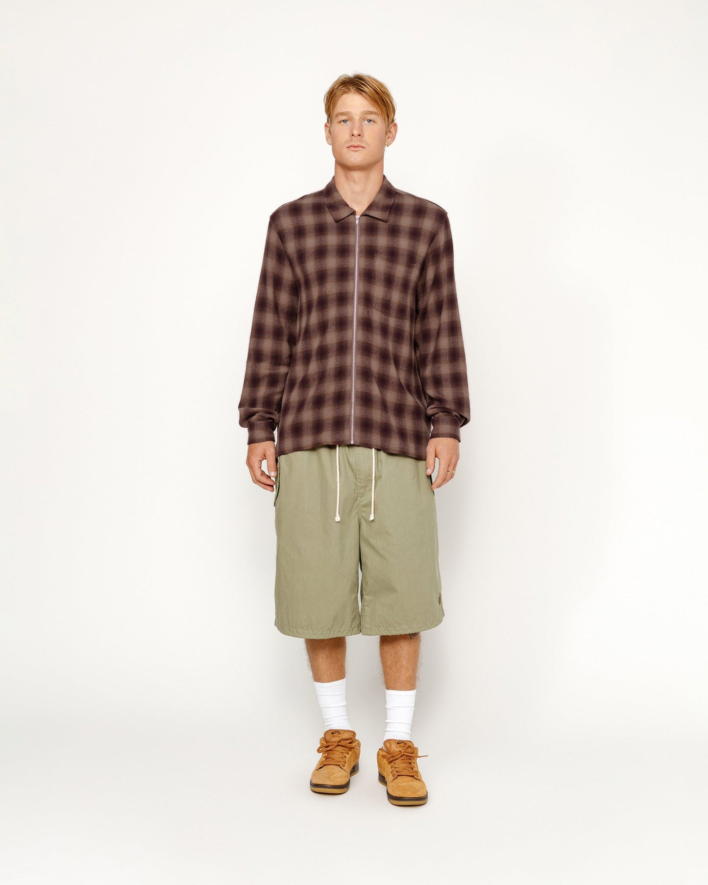 CHEMISE ZIPPÉE EN TWISTÉ À CARREAUX