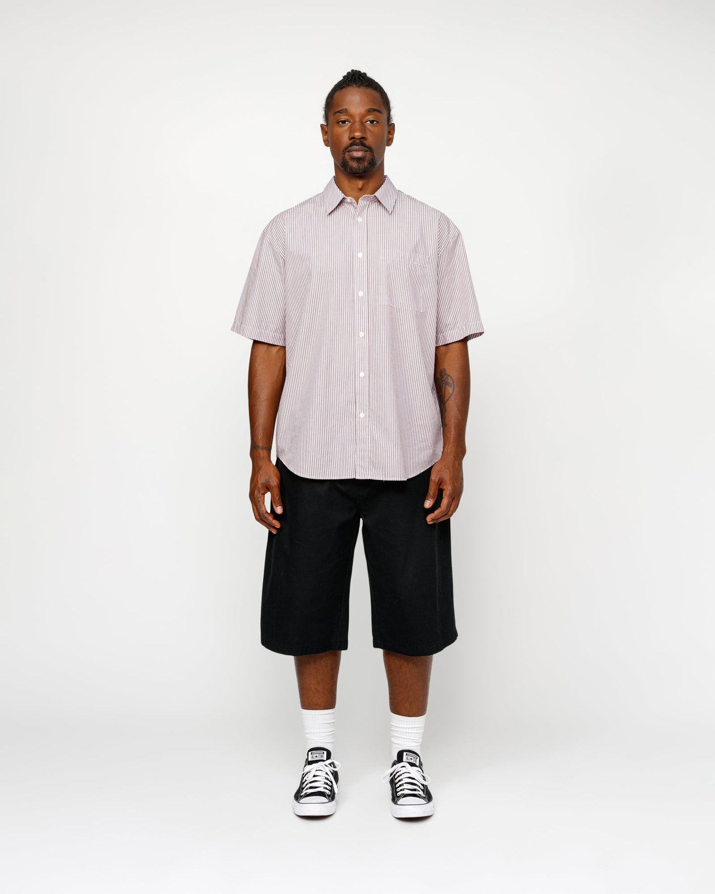 CHEMISE COUPE AMPLE MANCHES COURTES À RAYURES 8 BALL