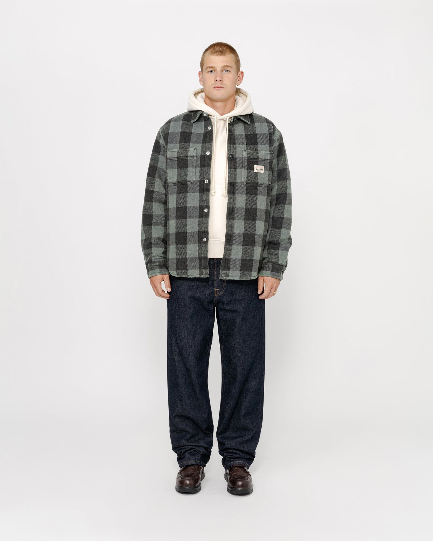 CHEMISE EN MOLLETON DOUBLÉE SHERPA À CARREAUX BUFFLE