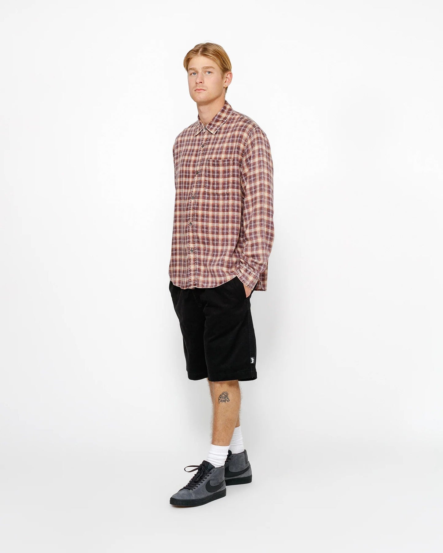 SHORT DE BAIN EN COTON BROSSÉ