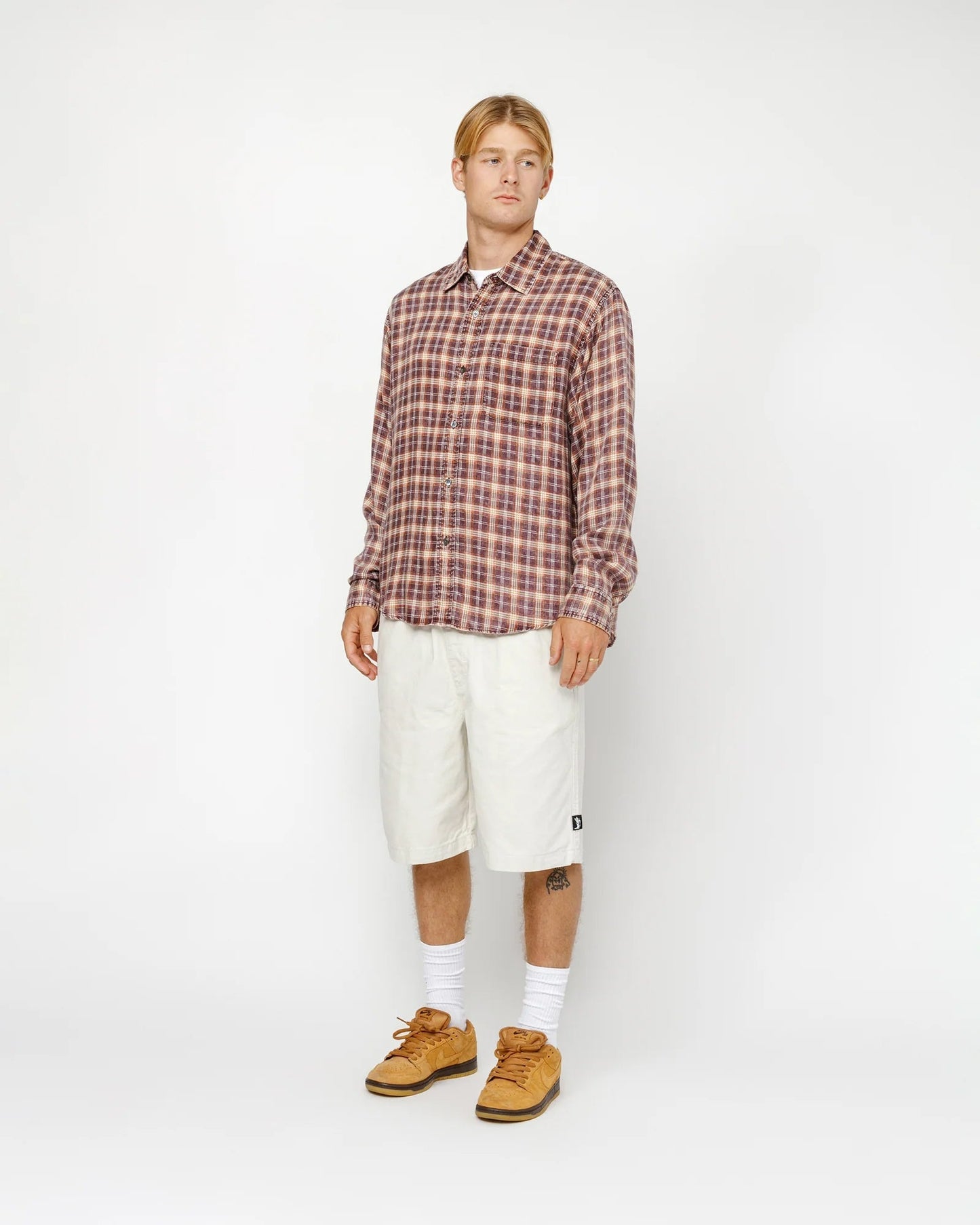 SHORT DE PLAGE EN COTON BROSSE