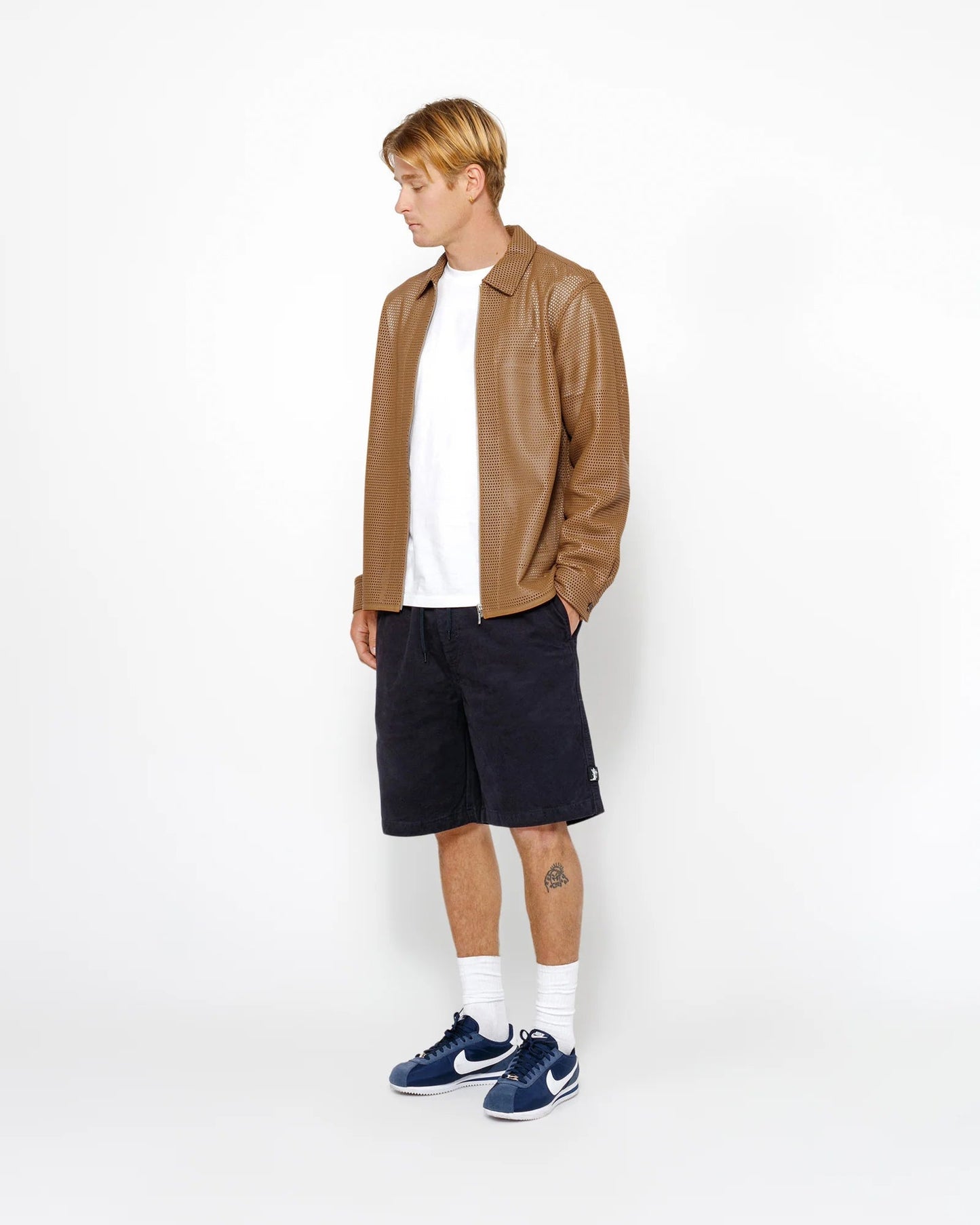 SHORT DE BAIN EN COTON BROSSÉ