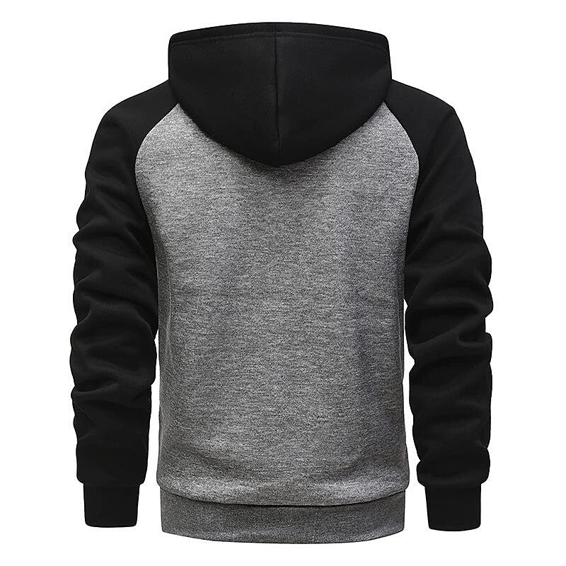 Gilet Sweat-shirt à Capuche Zippé Polaire Contrasté pour Homme