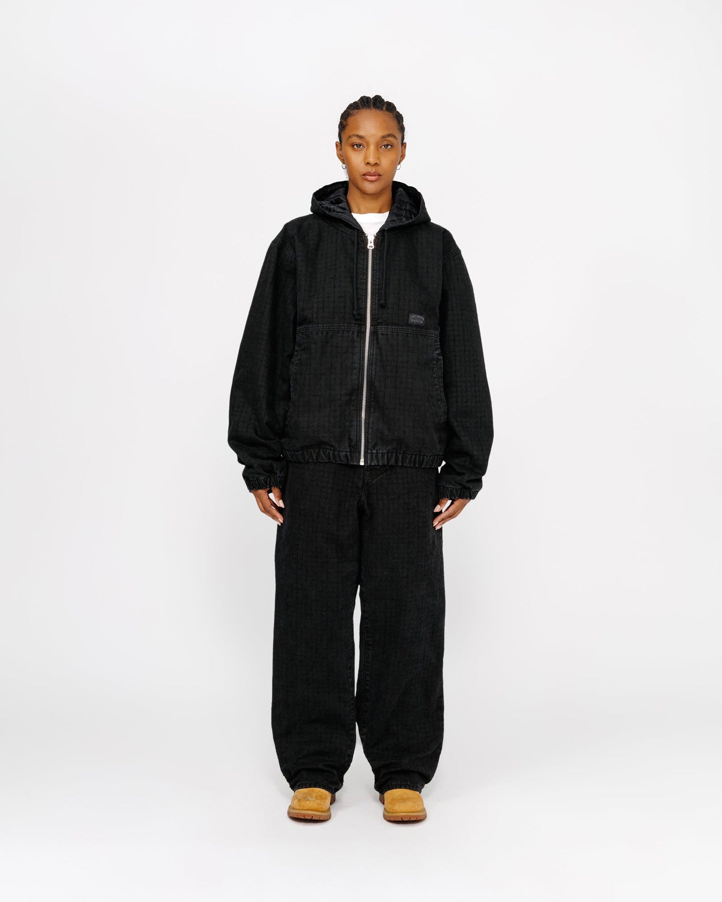 GRAND JEAN EN TOILE AIGUILLETÉE