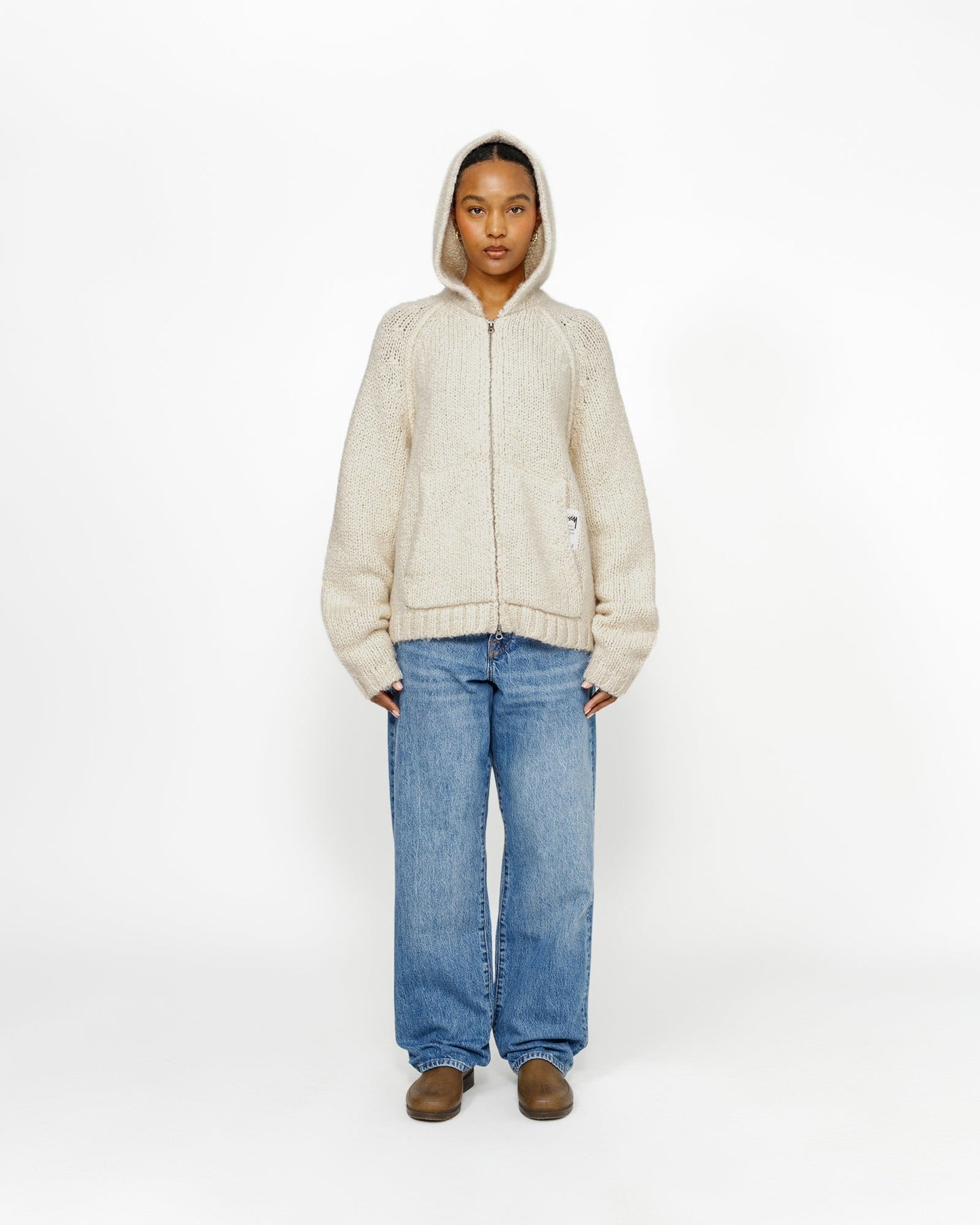 SWEAT À CAPUCHE ZIPPÉ EN MAILLE ÉPAISSE