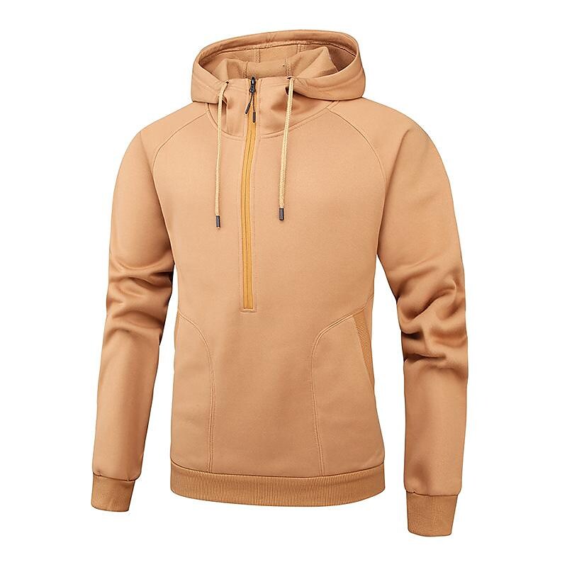 Sweat à capuche tendance en patchwork camouflage brossé à col en V zippé pour homme