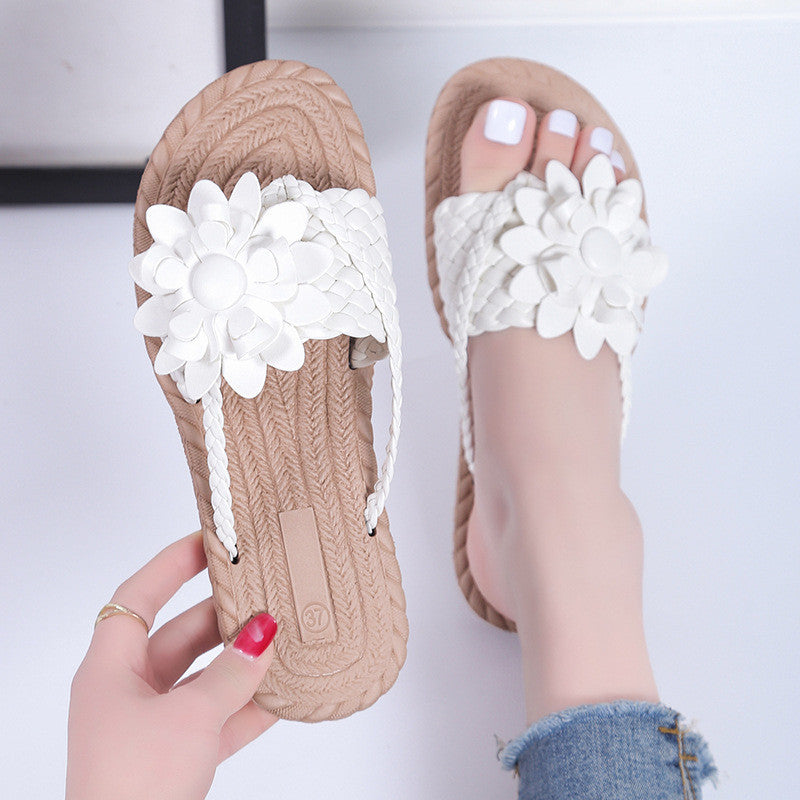 Tongs plates fleuries pour femmes