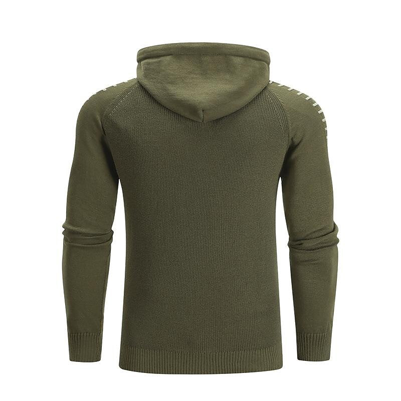 Pull homme, couleur unie, patchwork, à capuche, décontracté, quotidien, extérieur