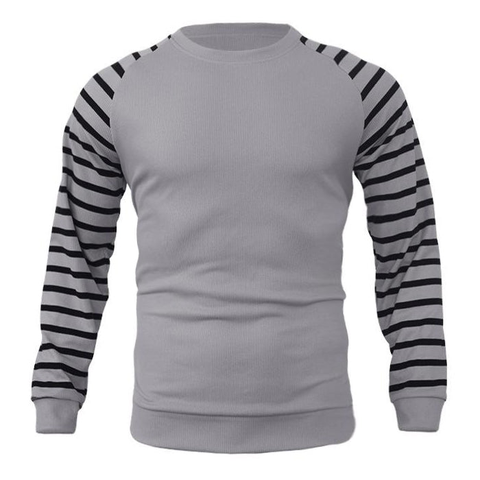 Sweatshirt homme en tricot gaufré patchwork à manches raglan
