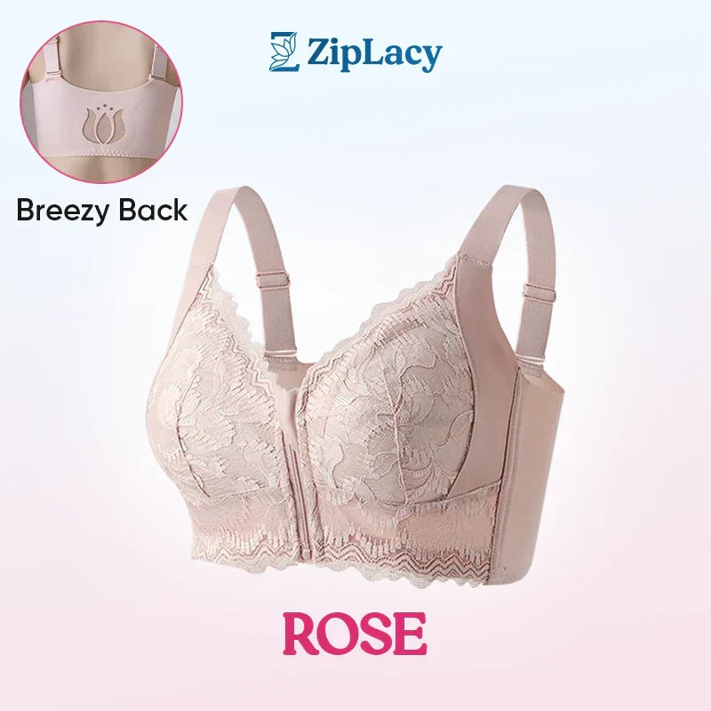 ZipLacy - SOLDES DE NOËL 70 % DE RÉDUCTION - Soutien-gorge push-up sans armature à fermeture éclair avant ultra doux