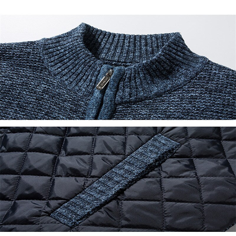 Cardigan homme color block col montant zippé