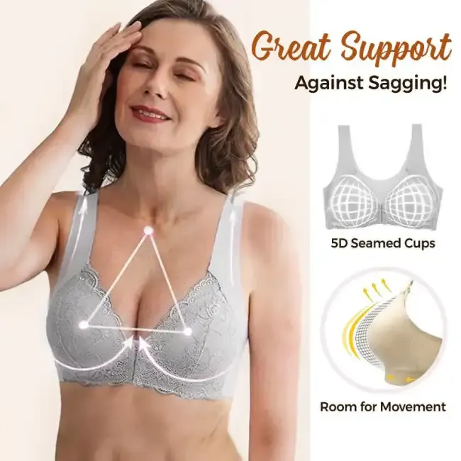 💕1 acheté = 1 gratuit💕 Soutien-gorge sans fil push-up confortable avec fermeture avant et maintien 5D