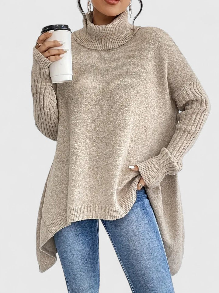 Pull à col roulé ample en tricot épais