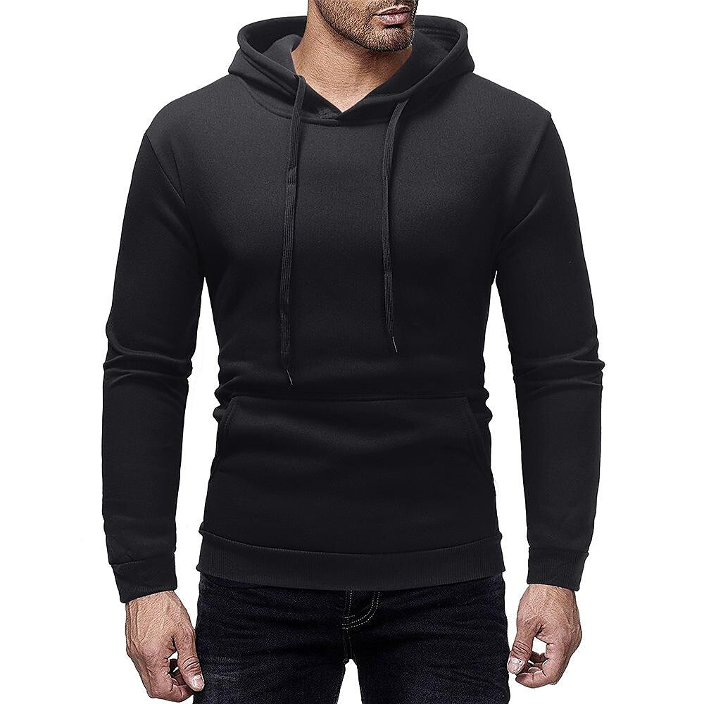 Sweat à capuche uni basique pour homme