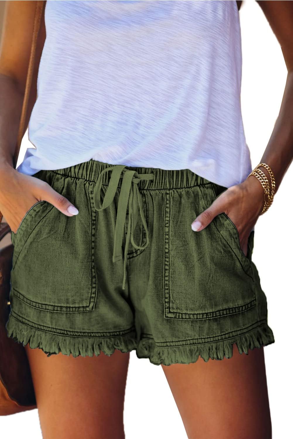 Shorts Légers pour Femmes, Amples, Tendance, avec Cordon de Serrage à la Taille, Confortables