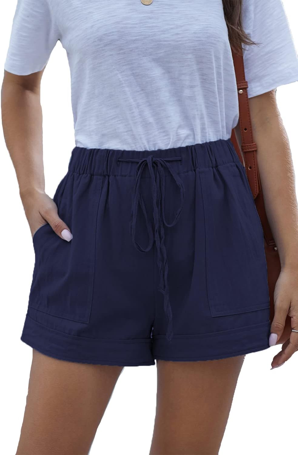 Shorts Légers pour Femmes, Amples, Tendance, avec Cordon de Serrage à la Taille, Confortables