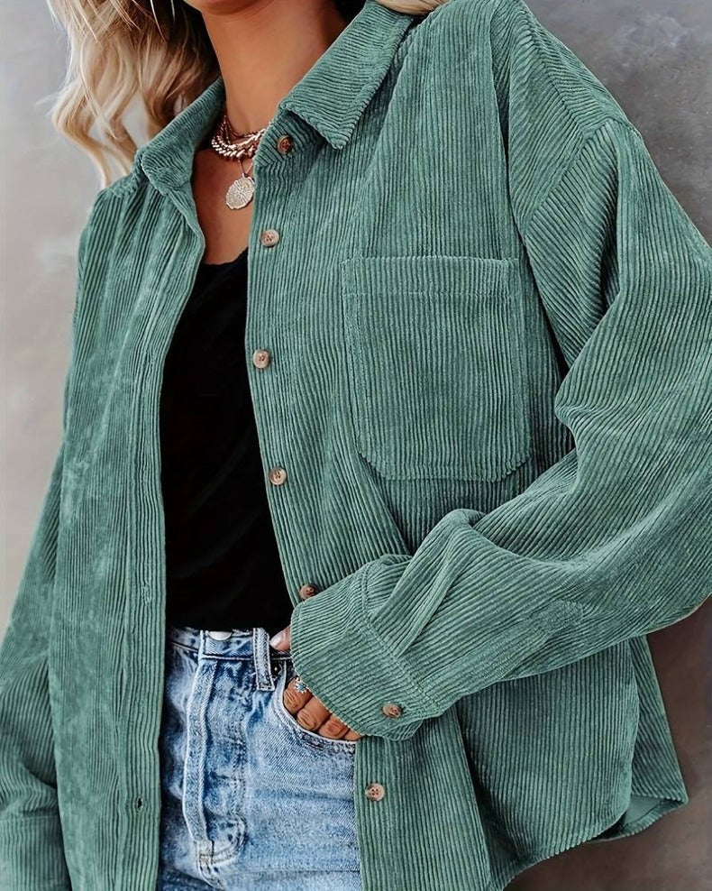 Chemisier décontracté vintage en velours à manches longues pour femme automne/hiver