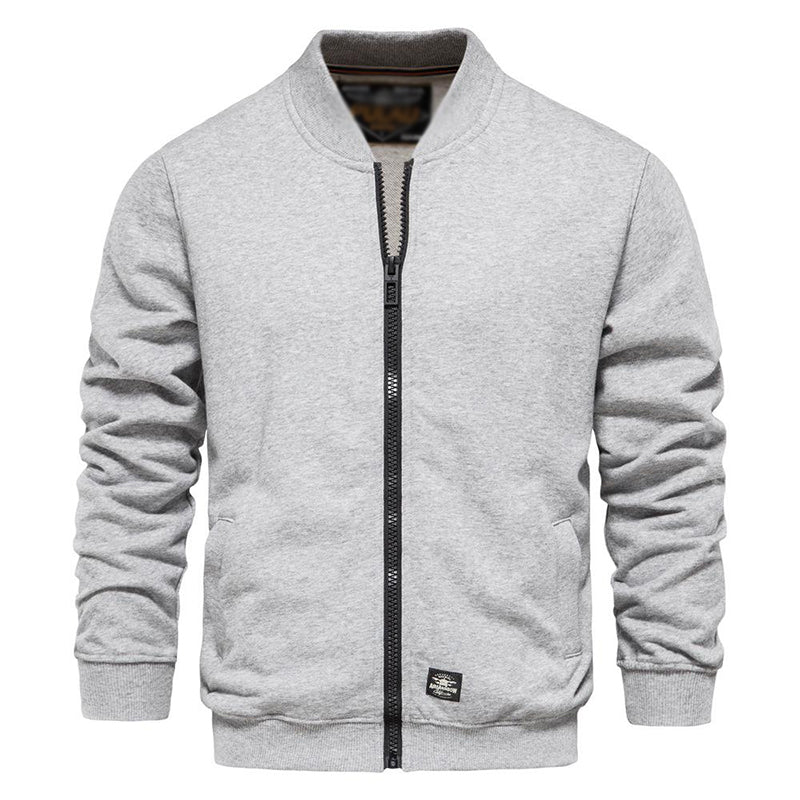 Veste de survêtement zippée en molleton uni à col baseball pour homme