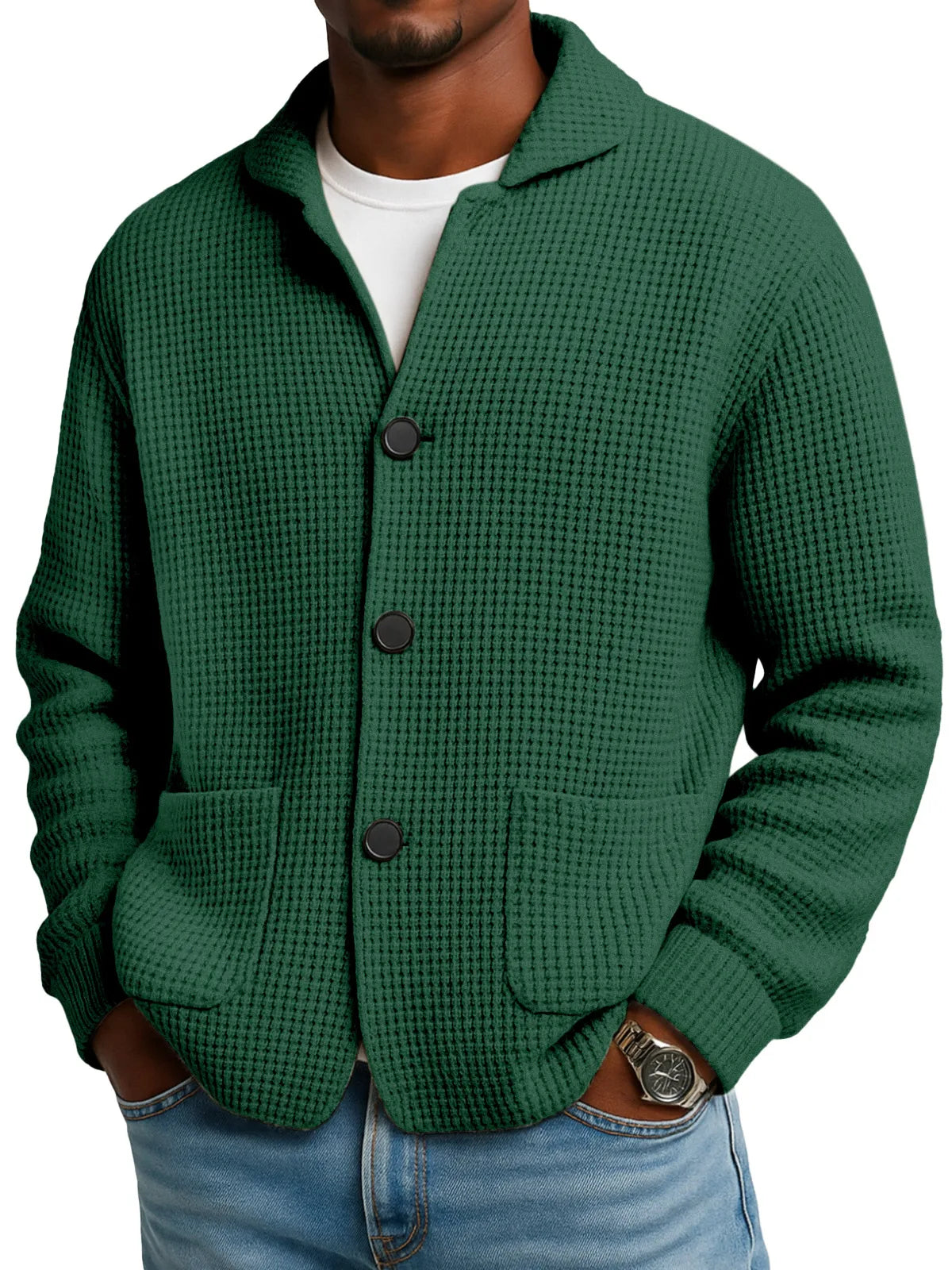 Veste pull en maille unie à col montant pour l'automne et l'hiver