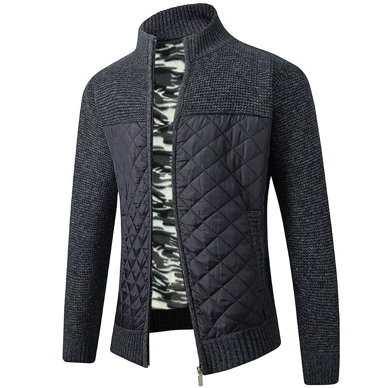 Cardigan homme color block col montant zippé