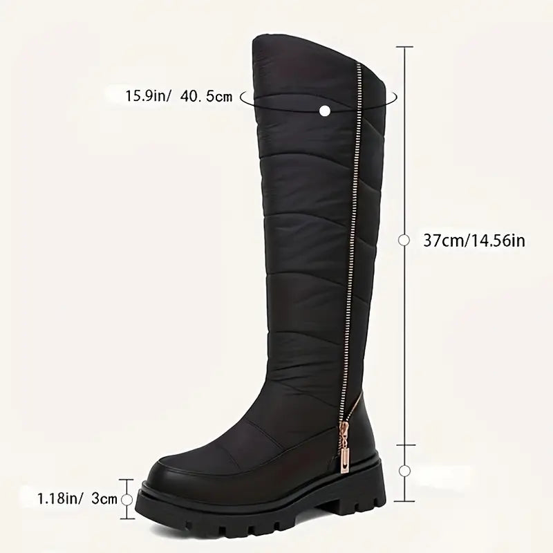 Bottes d'hiver imperméables pour femme - Bottes de neige épaisses et isolées avec semelle en caoutchouc antidérapante