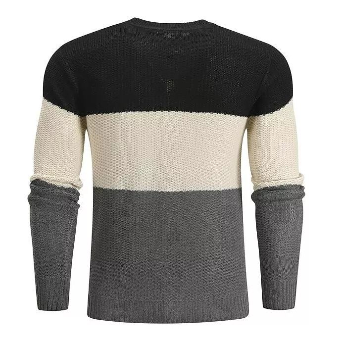 Pull col rond coupe ajustée à rayures colorblock pour homme