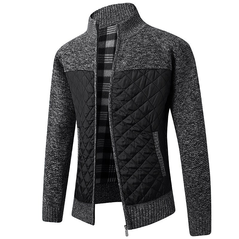 Cardigan homme color block col montant zippé