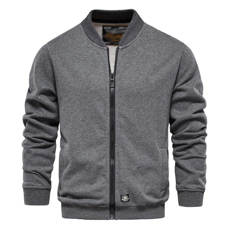 Veste de survêtement zippée en molleton uni à col baseball pour homme