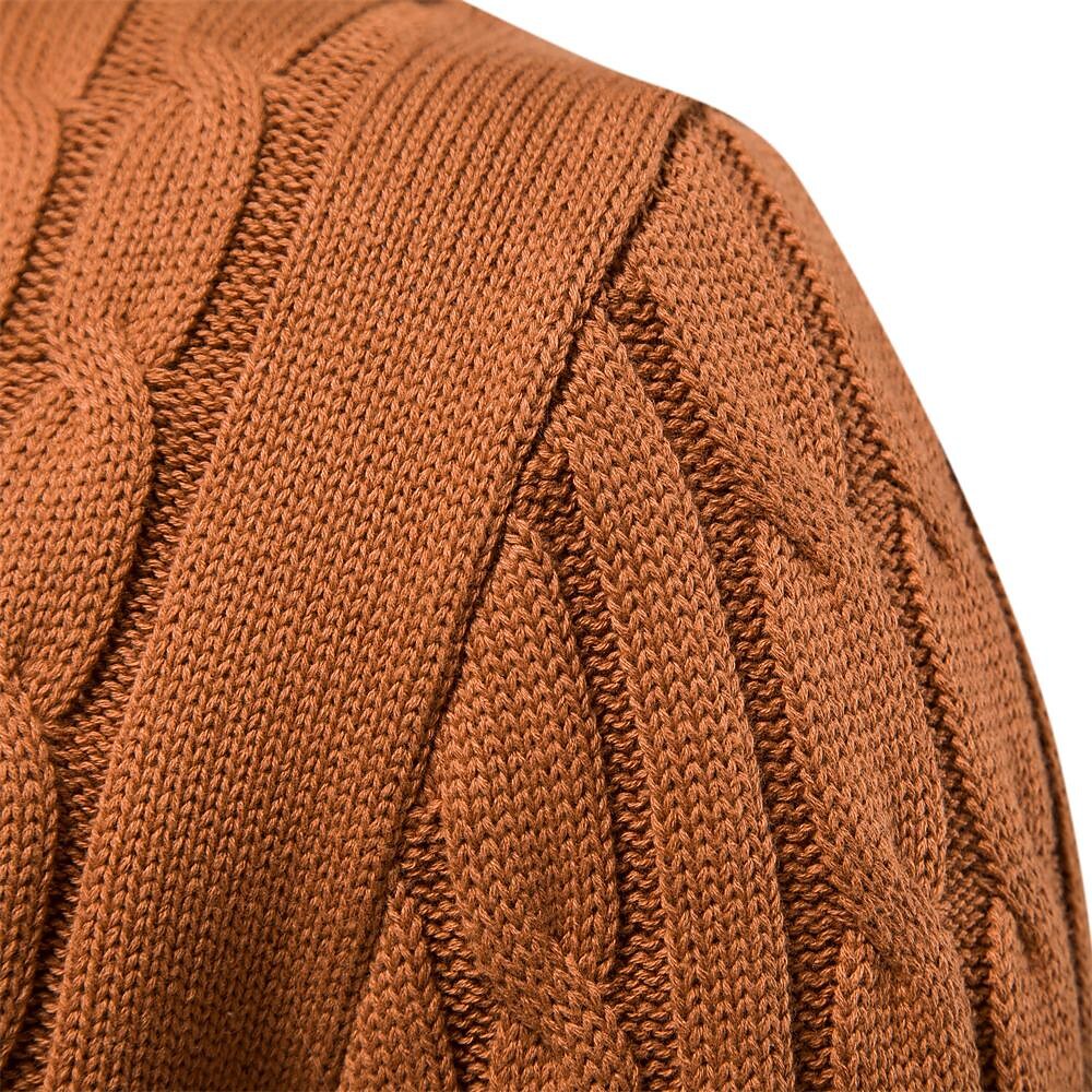 Cardigan torsadé en coton à col montant et rayures contrastantes pour homme