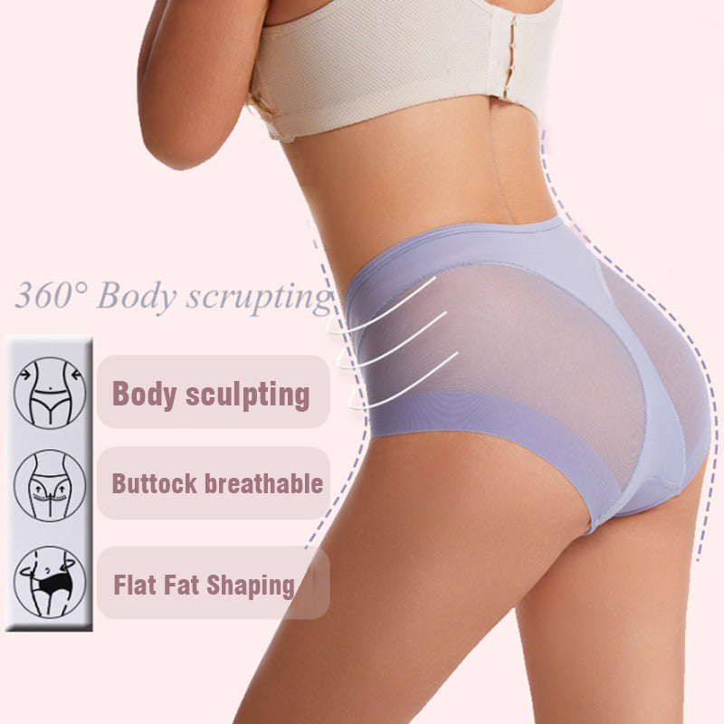 🔥Vente Flash : Achetez-en 1, obtenez-en 4🔥Culotte gainante taille haute sans couture en soie glacée