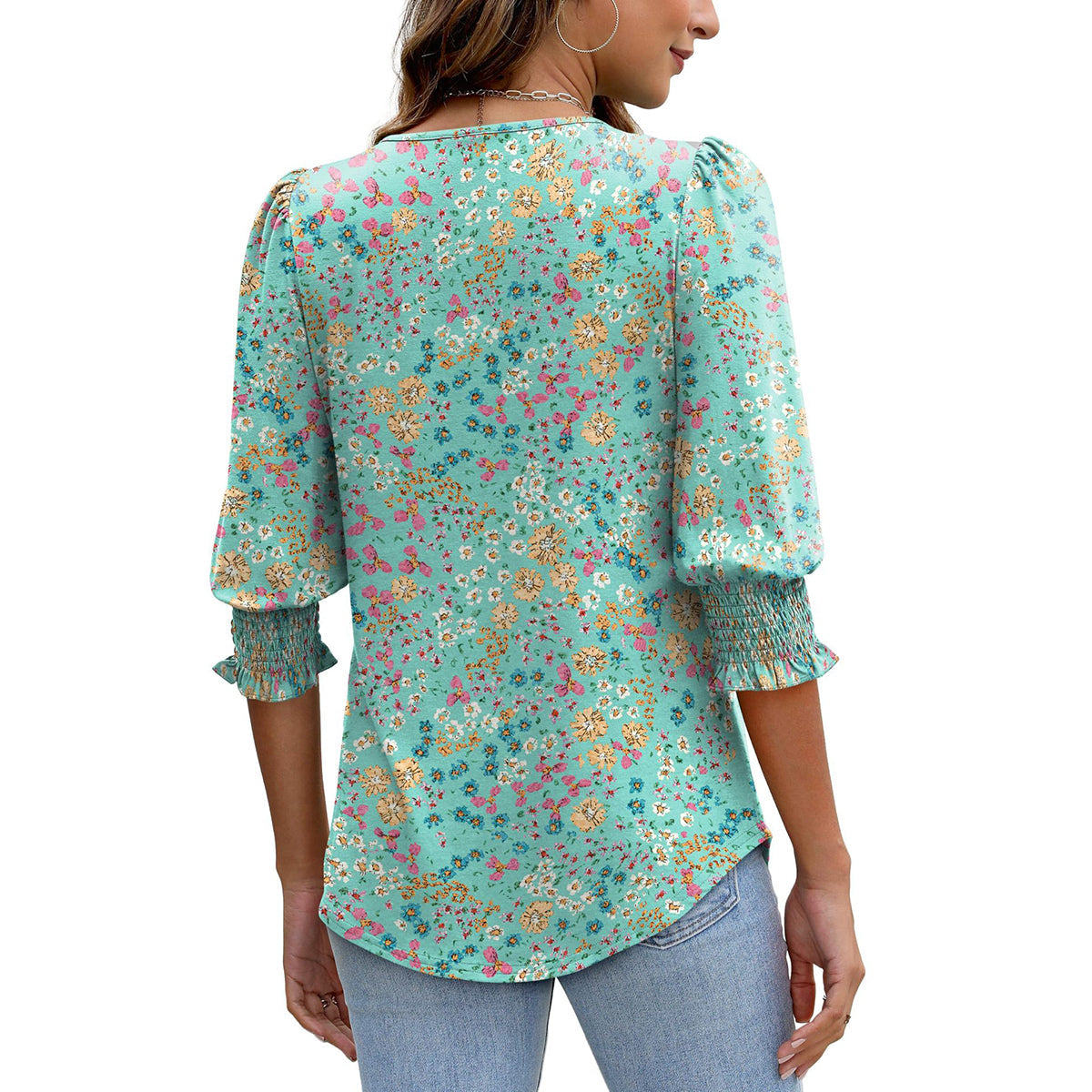 🥳Hauts d'été imprimés pour femmes T-shirt ample à manches coudes