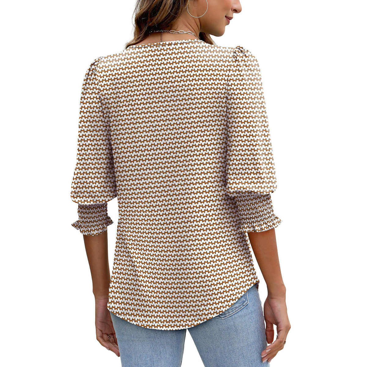 🥳Hauts d'été imprimés pour femmes T-shirt ample à manches coudes