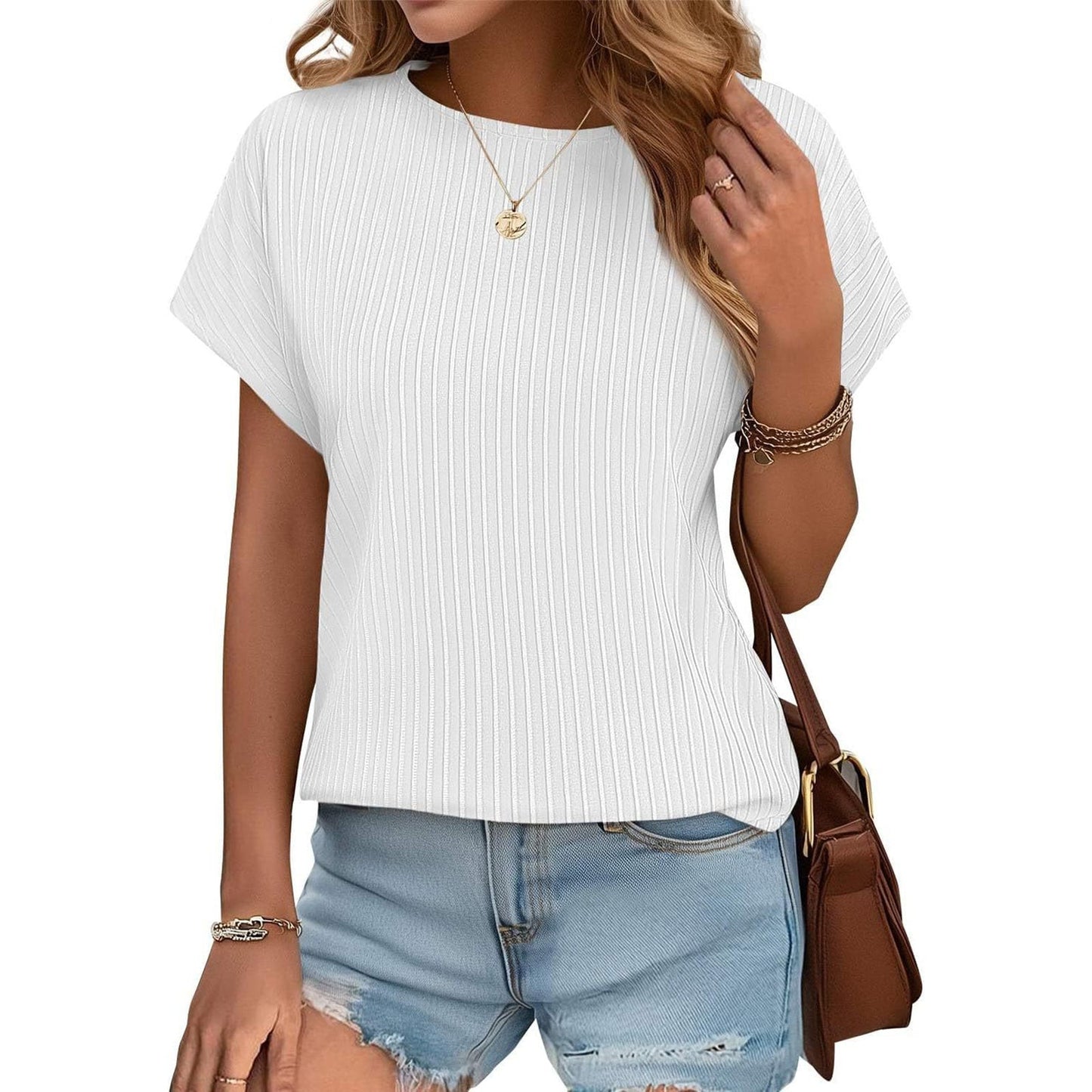 ✨T-shirt classique d'été jacquard à rayures pour femme